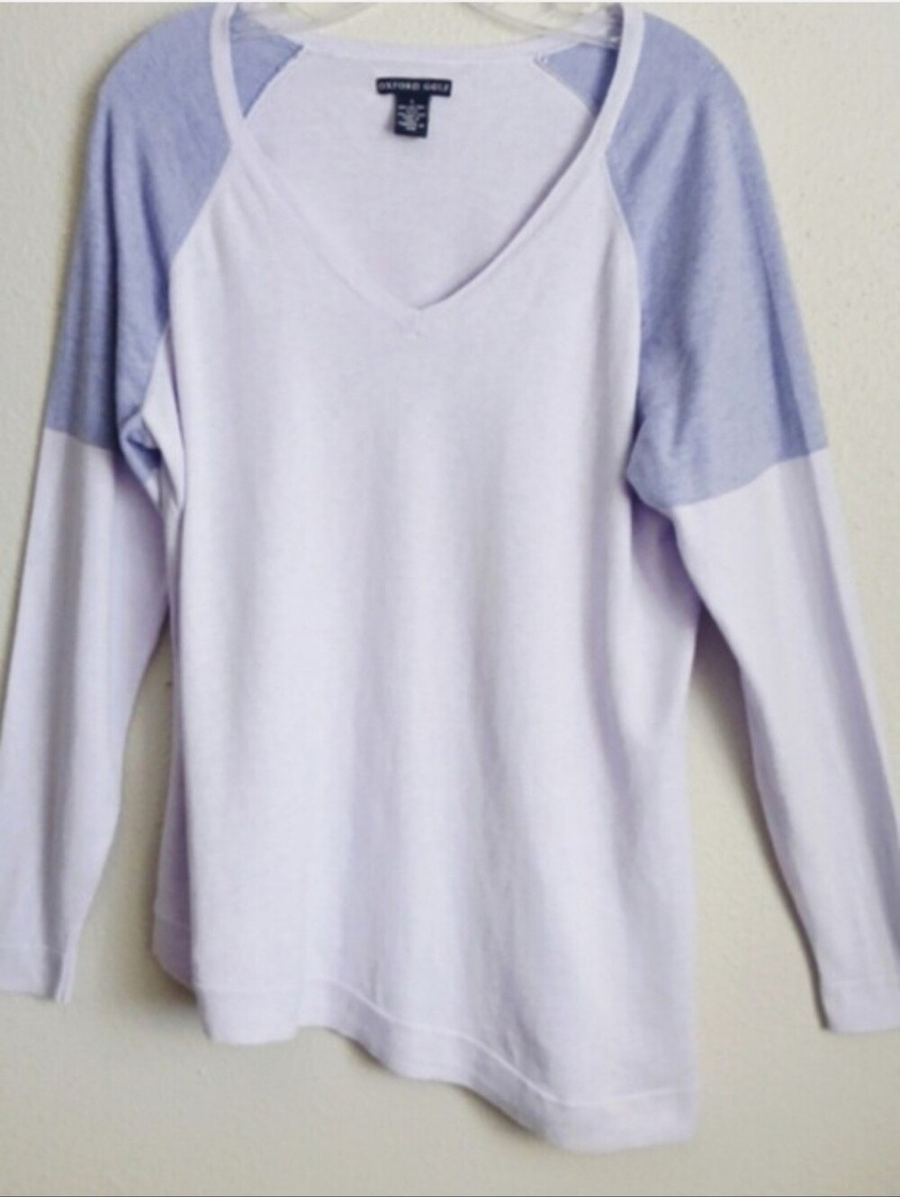 Oxford Golf Womens Long Sleeve Pullover Lavender Colorblock Silk / Cotton Blend